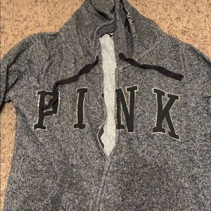 Heather Grey VS pink zip up hoodie